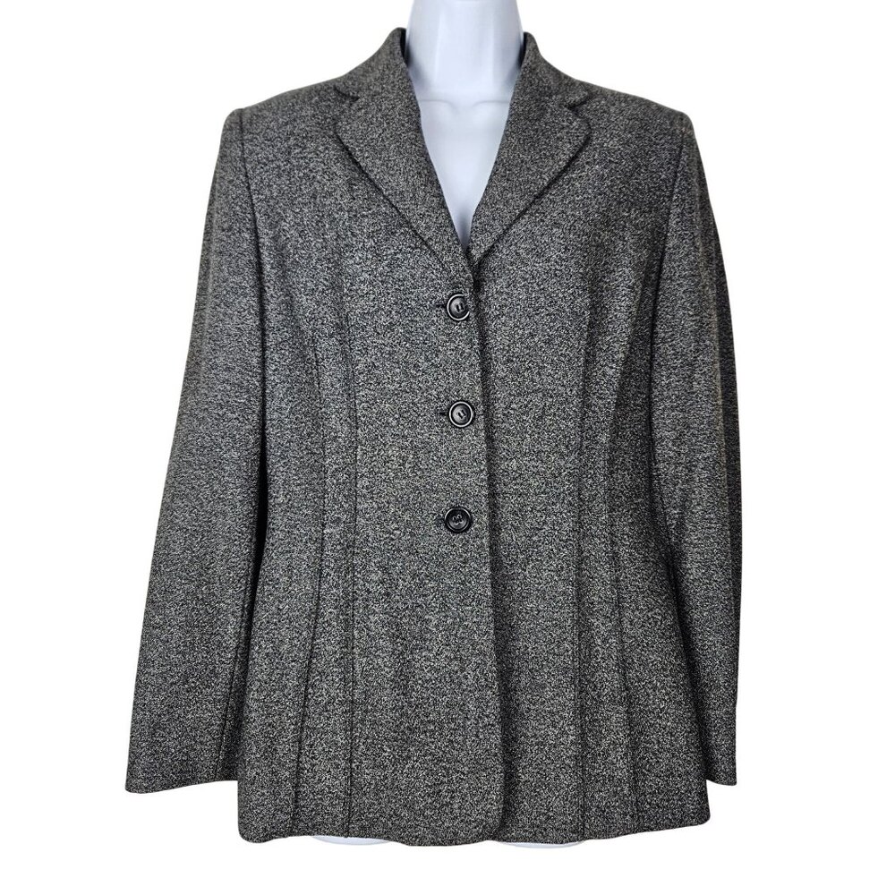 Ann Taylor Womens 100% Wool Gray Blazer Jacket Size 8 Button Closure Classy